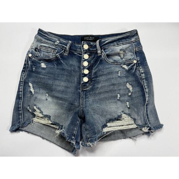 Judy Blue Pants - Judy Blue Women's Button Fly Distressed Denim Cut Off Shorts - Size M (27x3.5)